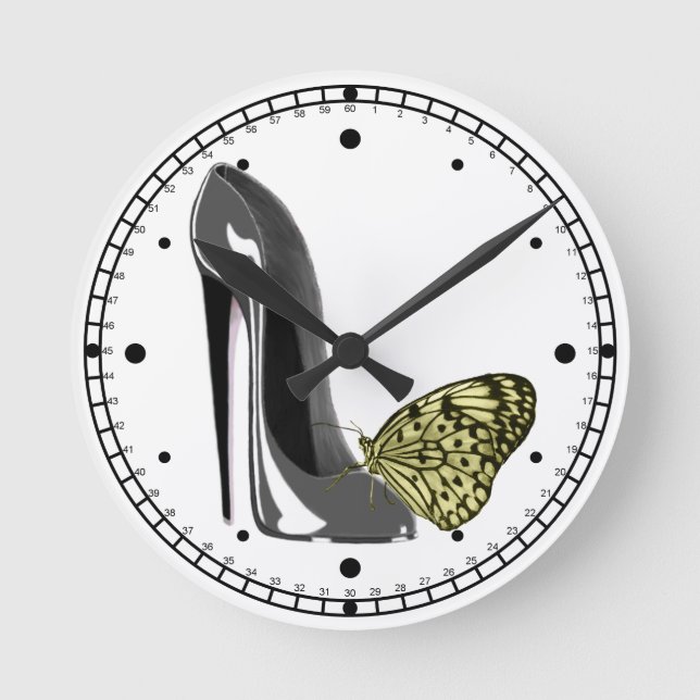 Stiletto Shoe Art Clocks Rund Klocka (Framsida)