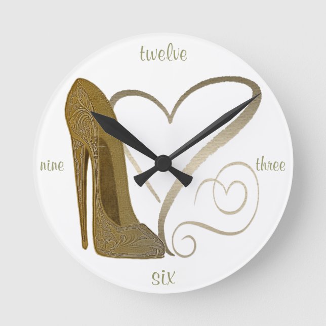 Stiletto Shoe Art Clocks Rund Klocka (Framsida)
