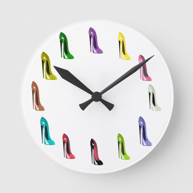 Stiletto Shoe Art Clocks Rund Klocka (Framsida)