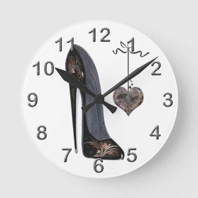 Stiletto Shoe Art Clocks Rund Klocka (Framsida)