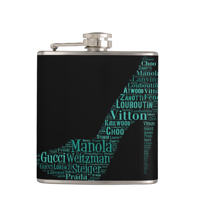 Stiletto Word Art Teal Flask Fickplunta (Framsidan)