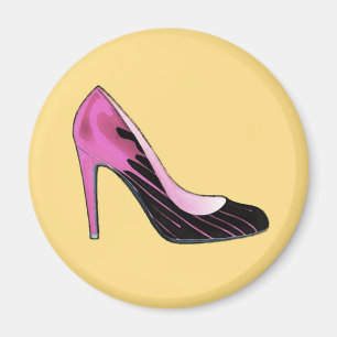 Stilettopump, shock rosa på orange magnet