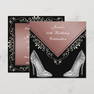 Stilettos & Decorative Swirls 40:e födelsedagen Inbjudningar
