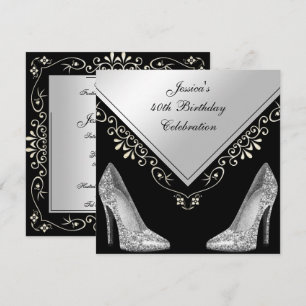 Stilettos & Decorative Swirls 40:e födelsedagen Inbjudningar