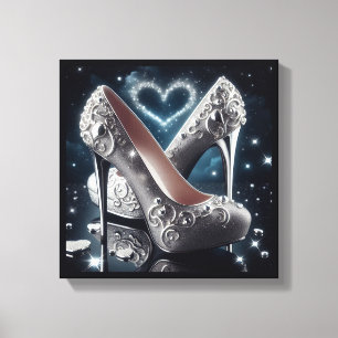Stilettos Högklackar, hjärdar och diamanter Canvastryck