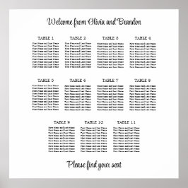 Stilfull 11 bord Wedding Seating Chart Affisch