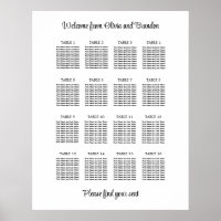 Stilfull 16 bords wedding sittplan poster