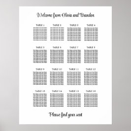 Stilfull 16 bords wedding sittplan poster