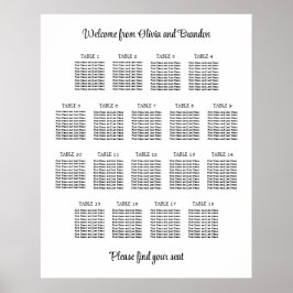 Stilfull 18 bord Wedding Seating Chart Affisch