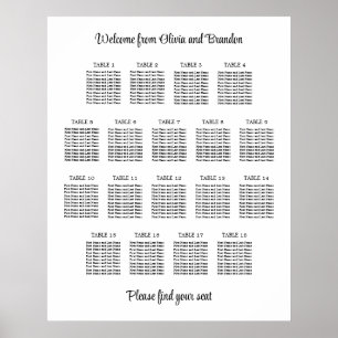 Stilfull 18 bord Wedding Seating Chart Affisch