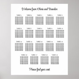 Stilfull 19 bords sittplaneringsaffisch för bröllo poster