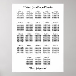 Stilfull 23 bords wedding sittplaneringsaffisch poster