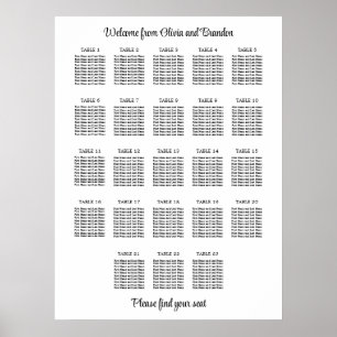 Stilfull 23 bords wedding sittplaneringsaffisch poster