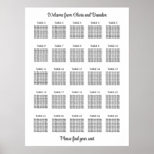 Stilfull 25 bords wedding sittplan poster