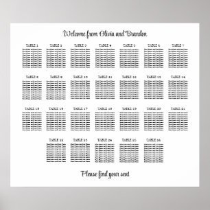 Stilfull 26 bords wedding sittplan poster