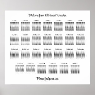 Stilfull 27 bords wedding sittplan poster