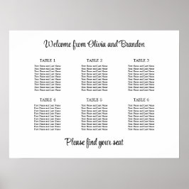 Stilfull 6 bords wedding sittplan poster