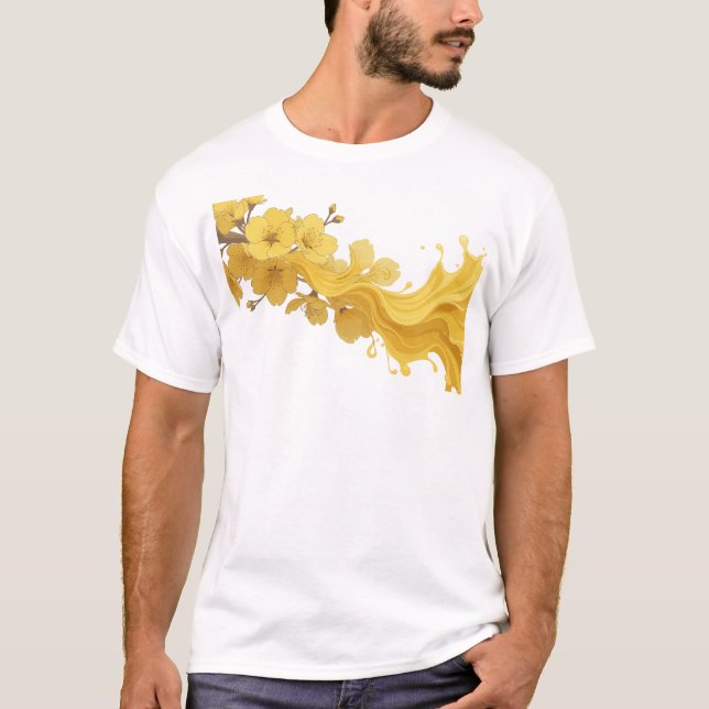 Stilfull ABSTRAKT BLOMMA Kreativ tryck T Shirt (Framsida)