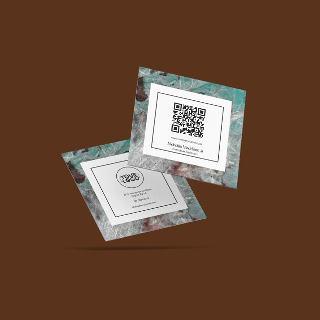 Stilfull abstrakt modern grunge i marmor mint fyrkantigt visitkort (Skapare uppladdad)