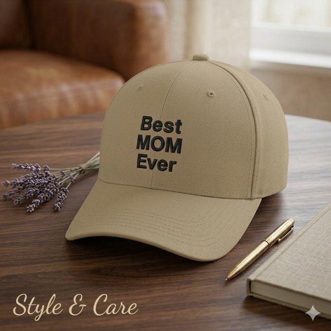 Stilfull anpassad BÄSTA MAMMA NÅGONSIN text Broderad Keps (Stylish Custom Best MOM Ever Text Embroidered Baseball Cap)