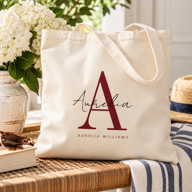 Stilfull anpassad monogramnamn Script Kalligrafi  Tygkasse (Skapare uppladdad)