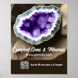 Stilfull anpassad QR-skylt med ametistgeod Poster