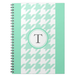 stilfull aquamarinehoundstooth med monogramen anteckningsbok