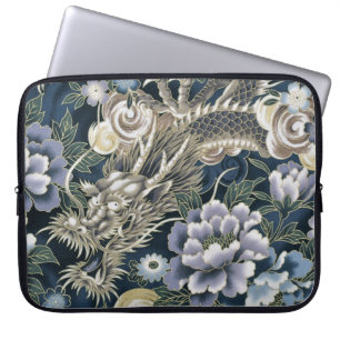 Stilfull asiatisk drakblommig mönster laptopsleeve laptop sleeve