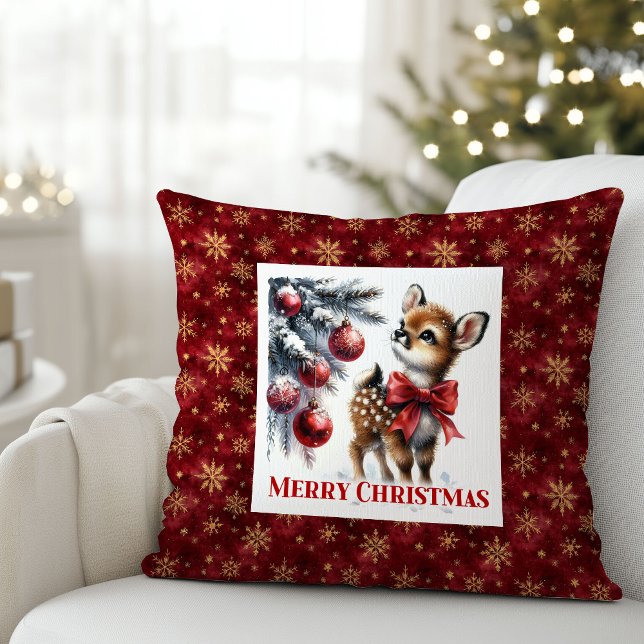 Stilfull Baby Fawn Mysig Vinter Barn Rum Dekoratio Kudde (Stylish Baby Fawn Cozy Winter Kids Room Decor Christmas Pillow

)