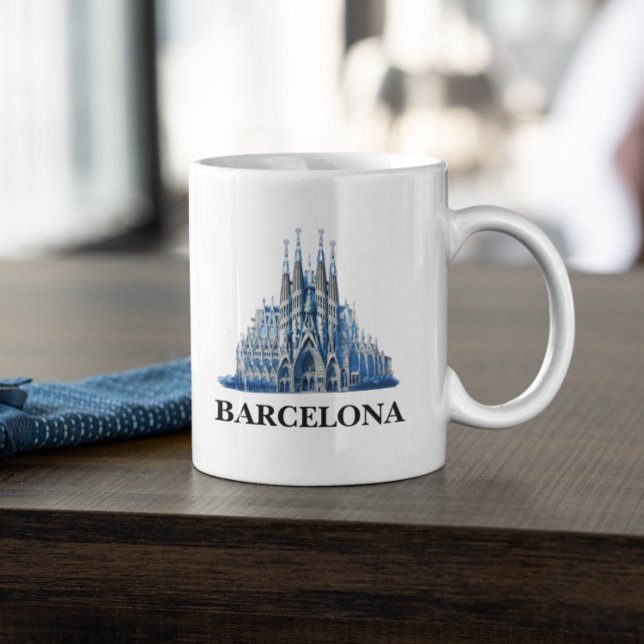 Stilfull Barcelona Spanien Katedral Vintage  Kaffemugg (Barcelona Spain City View Mug)