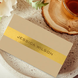 Stilfull beige pastell jordnära guld ram företags visitkort