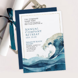 Stilfull blå företagsutflykt nautisk akvarell inbjudningar