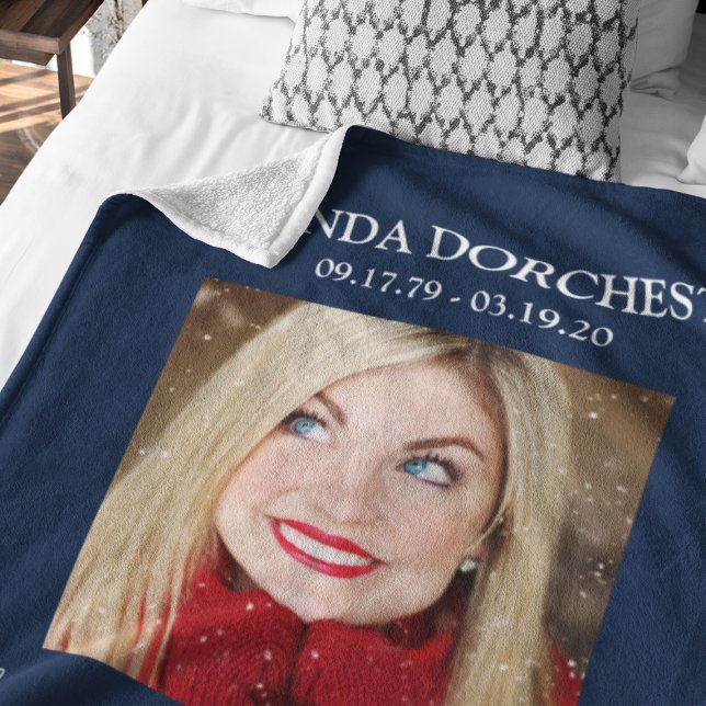 Stilfull blå fotominnesvård tribute fleecefilt (Skapare uppladdad)