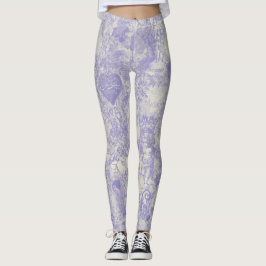 Stilfull blå Paris Toile-design Leggings