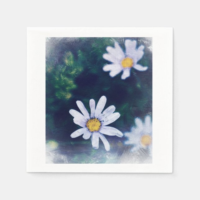 Stilfull blekblå blommig pappersserviett pappersservett (Framsidan)