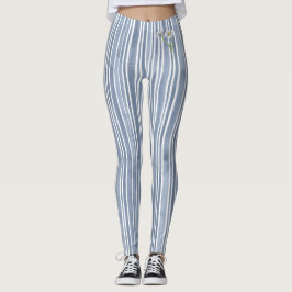 Stilfull blekblå randig akvarell tusenskönastil leggings