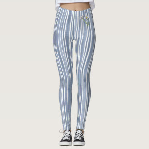 Stilfull blekblå randig akvarell tusenskönastil  leggings