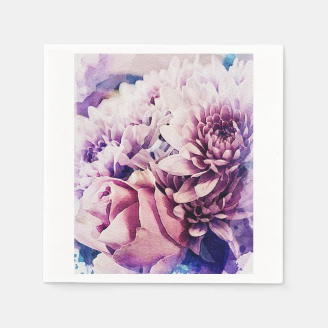 Stilfull blekrosa blommig pappersservett (Framsidan)