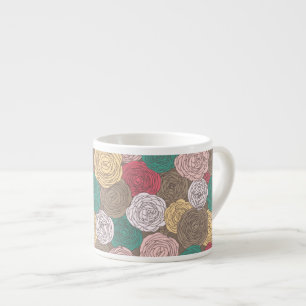 Stilfull blommönster. Ljus blommigt Espressomugg