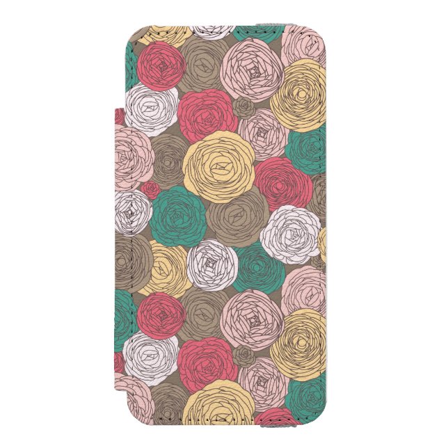 Stilfull blommönster. Ljus blommigt Incipio iPhone Wallet Skal (Folio Framsidan)