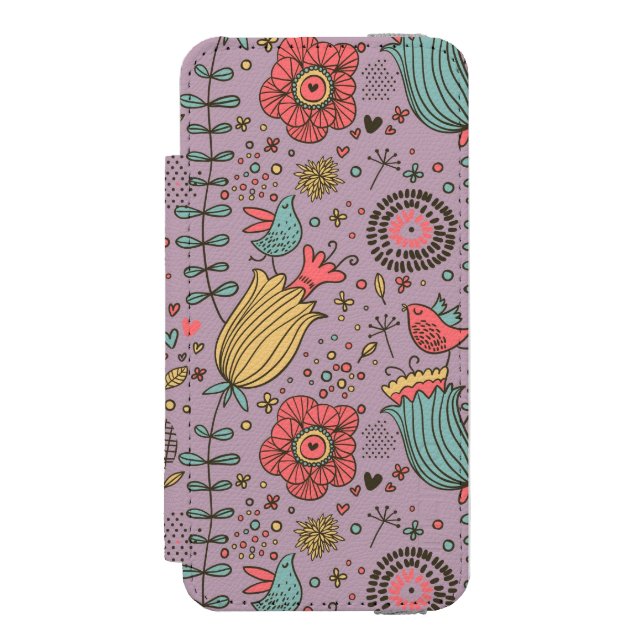 Stilfull blommönster med blommor incipio iPhone wallet skal (Folio Framsidan)