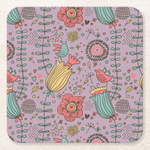 Stilfull blommönster med blommor underlägg papper kvadrat