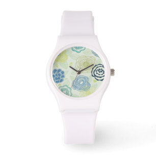 Stilfull blommönster med gulliga blommor armbandsur
