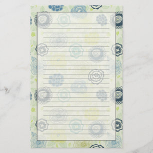 Stilfull blommönster med gulliga blommor brevpapper