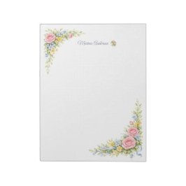Stilfull blomster Fleur de Lys Personligt namn Anteckningsblock