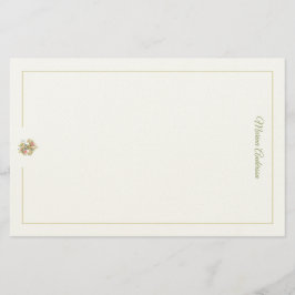 Stilfull blomster Fleur de Lys Personligt namn Brevpapper