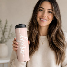 Stilfull Blush Rosa Vit Kalligrafi Namn
