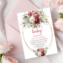 Stilfull bohemisk burgunder vit guld blommig baby