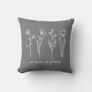 Stilfull Boho Blomma Inspirerande Citat Ljusgrå Kudde