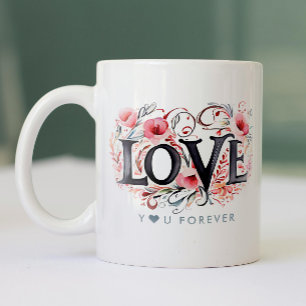 Stilfull Boho Kärlek Du Alltid Blommig Akvarell Två-Tonad Mugg